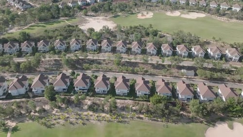 Aerial View of Luxury Villas Next to Golf Course