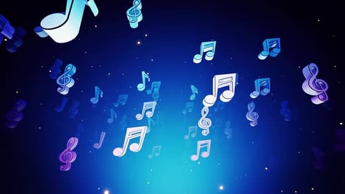 Floating 3D Musical Notes Background Seamless Loop Animation