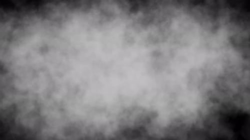 Flying Backwards Inside White Clouds Isolated on Black