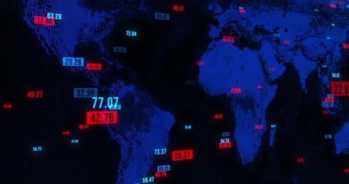 Hi-tech earth map hologram, visualization of connection and big data, binary code