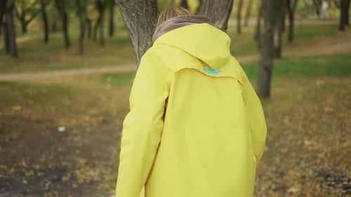Young Hiker Resting in Forest Traveling and Hiking Alone