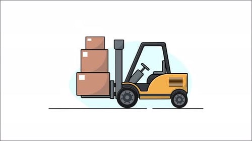 Animated Forklift Construction With Box 4K Video
