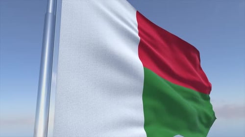 Realistic Waving Flag of Madagascar Animation