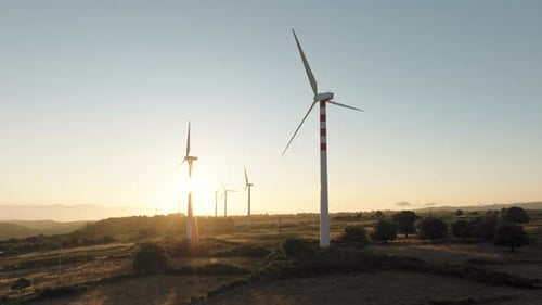 Wind Turbine at Sunrise Light