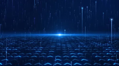 Abstract Digital Network Background Glowing Arrows Rising Data Streams, Futuristic Technology