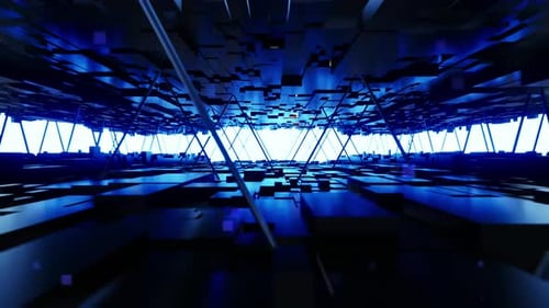 Technology Grid In Cyberspace Background