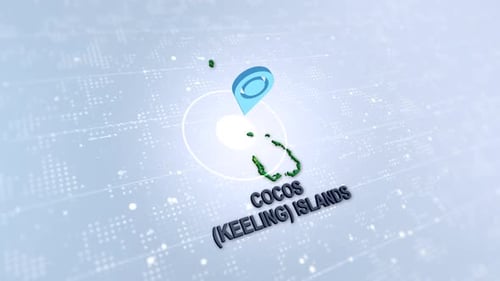 Cocos Keeling Islands 3D Map Pin Location Animation