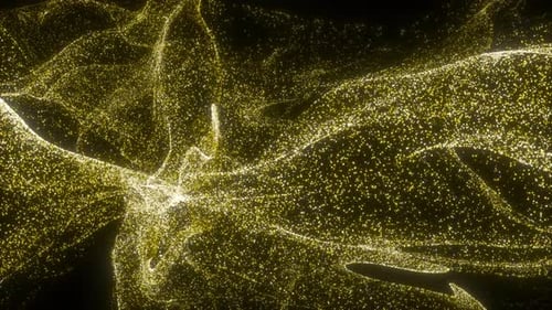 Boucle d'arrière-plan d'animation de fluide à particules abstraites en or