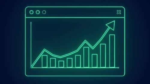 business graph showing growth in window animation