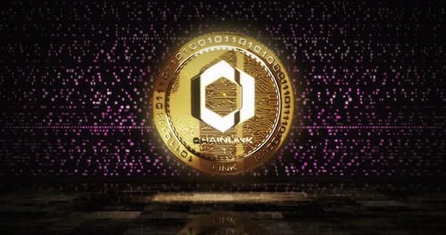 Boucle de pièces dorées à cryptomonnaie Uniswap Uni sur écran numérique