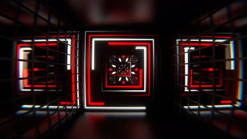 Red And White Different Neon Lines Tunnel Background Vj Loop In 4K