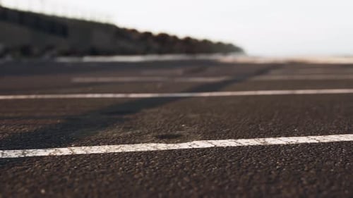 Empty Beach Car Park Spaces Covered in Asphalt