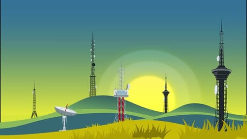 Communication Tower Sunset Background