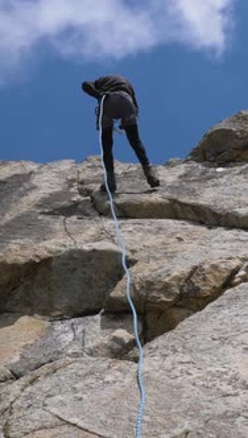 Rappelling on Rock Descending on Rope Vertical Video