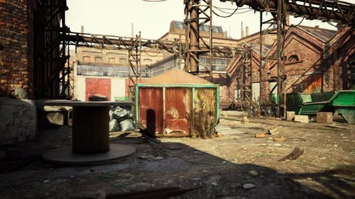 Abandoned Industry Factory Area Ander the Sunny Sky