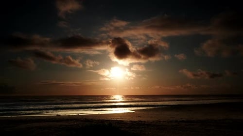 Early Morning, Sunrise Over Sea. Time Lapse