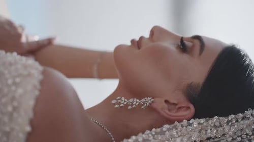 Glamorous Bride Wearing Elegant Wedding Dress