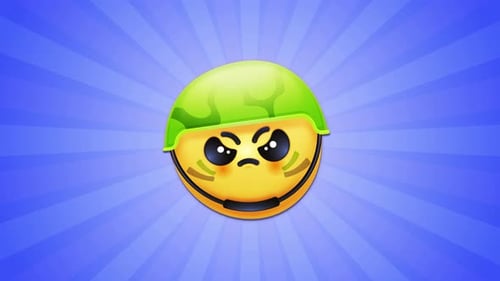 Animated Angry Soldier Emoji with Camouflage Helmet