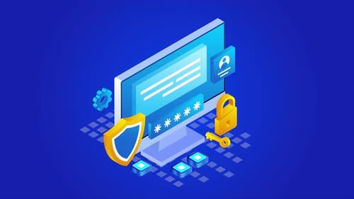 Isometric Digital Security and Data Protection Animation