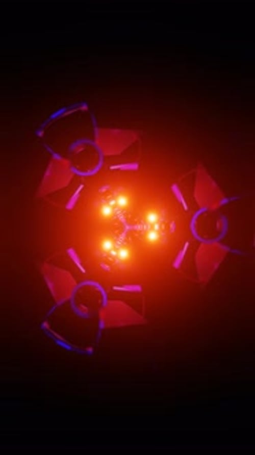 Vertical Video of Neon Lights Form a Vibrant Abstract Loop in This Seamless Hypnotic VJ Background