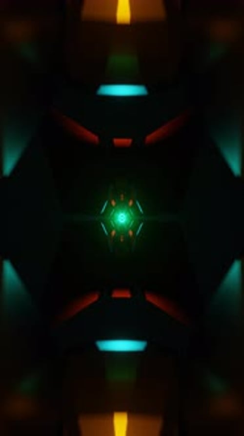 Vertical Video Neon Beams Flicker Rhythmically in a Colorful and Hypnotic VJ Loop