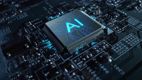Artificial Intelligence Chip with Digital Circuit Board Animation