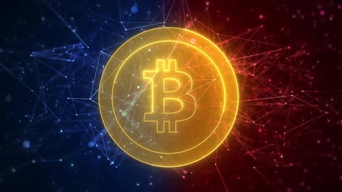 Glowing Bitcoin Symbol Animated with Futuristic Network Background