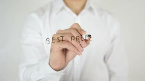 Hand Writes Best Price with Black Marker