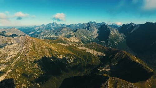 Flight over incredible epic mountain landscape.