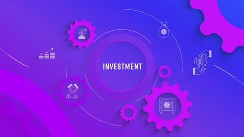 Flat Infographic Colorize Icons Background Investment Loopable Animation