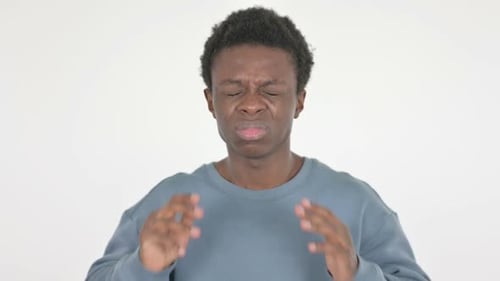 Stressed Young Adult with Headache Massages Temples