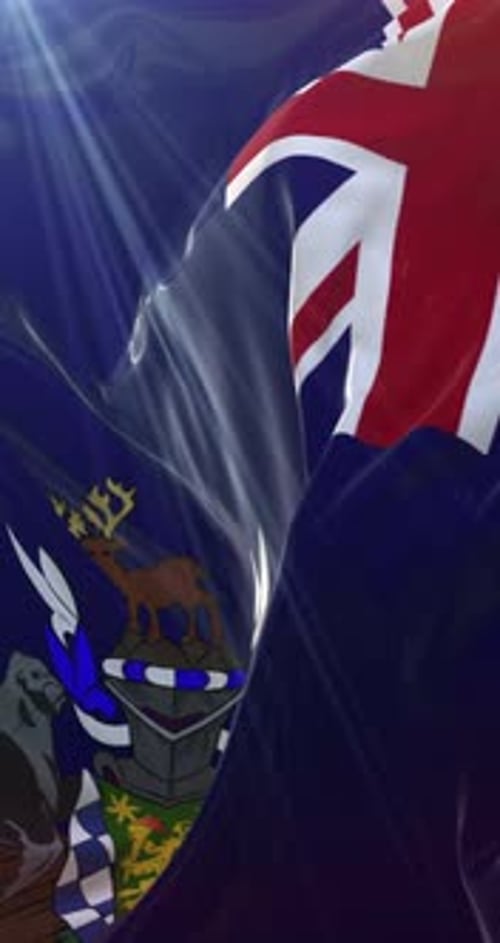 Falkland Islands Flag Waving in Realistic 3D Vertical Animation
