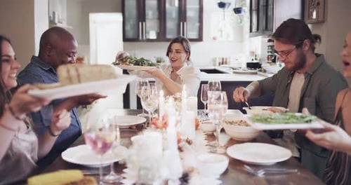 Friends Gather for Meal in Bright Home