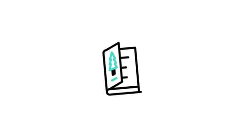 Flat Design Animated Book Icon with Tree and Bookmark