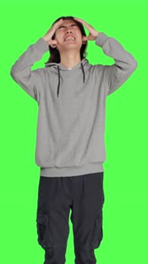 Front View of Unwell Person Dealing with Migraine
