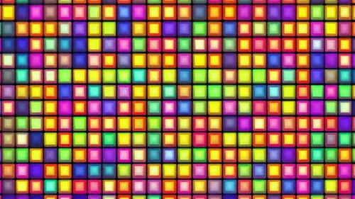 Lebendige blinkende Animation mit mehrfarbigen geometrischen Kacheln