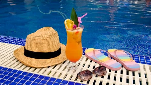 Cocktail in der Nähe des Pools Selective Focus