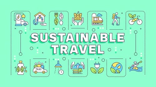 Animated Sustainable Travel Icons with Flat Design for Infographics