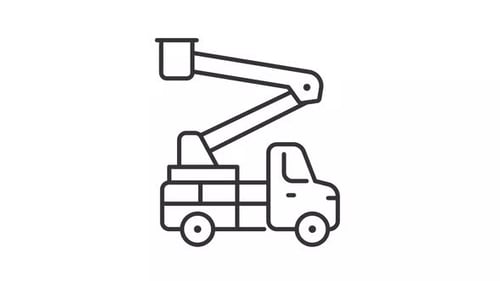 Animated Minimalist Line Icon of Cherry Picker Truck