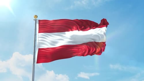 Austria National Flag Waving in Realistic Loop Animation