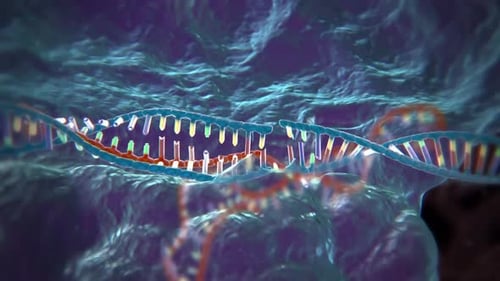 Vibrant DNA double helix structure in colorful scientific illustration