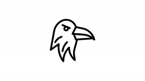 bald eagle line icon animation