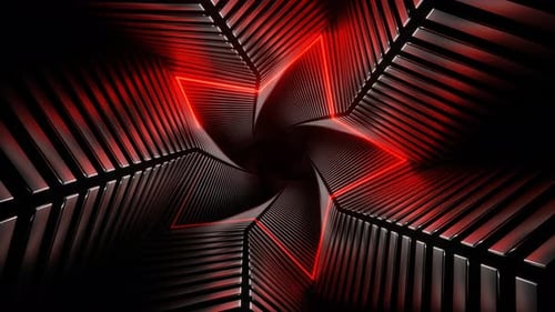 Red And White Neon Star Spiral Tunnel Background Vj Loop In 4K