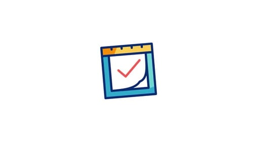 Animated Flat Design Notepad Checkmark Icon