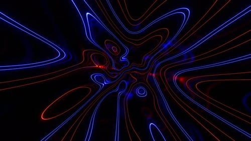 Blue And Orange Neon Mystical Abstract Space Background Vj Loop In 4K