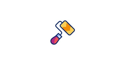 Animated Colorful Paint Roller Icon Drawing Animation