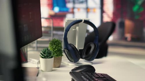 Office Desktop Setup Includes Monitors Displaying Terminal Interfaces