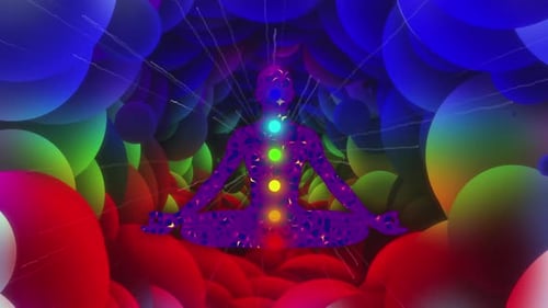 VJing Visuals: animação cíclica de campos de aura humana mística, renderização 3D