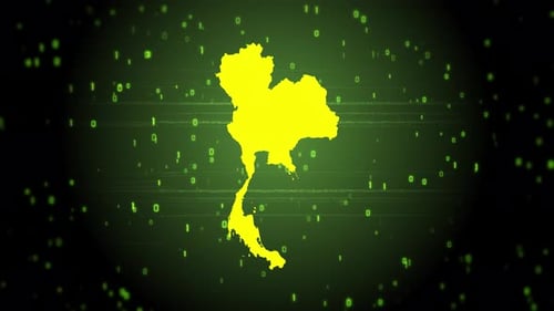 Digital Map Reveal of Thailand with Futuristic Glitch Effects