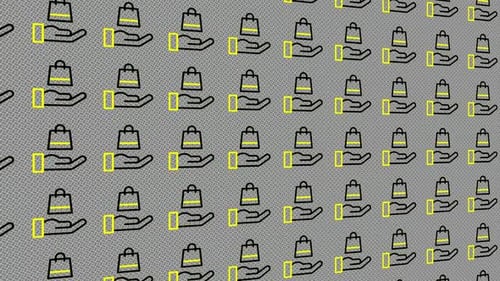 Dynamic Background with Animated Wall of Shopping Icons, Exclusive, Unique Design